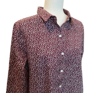 L.L. Bean Floral Oxford Style Top. NWT Size: Large